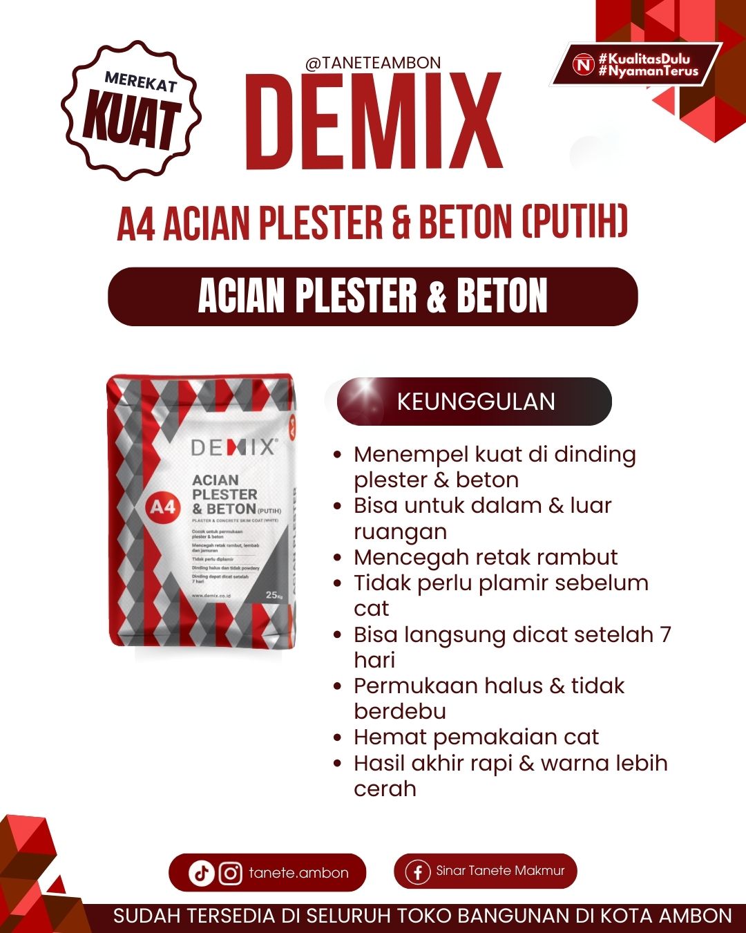 Demix Acian Plaster & Beton A4 Putih 25kg