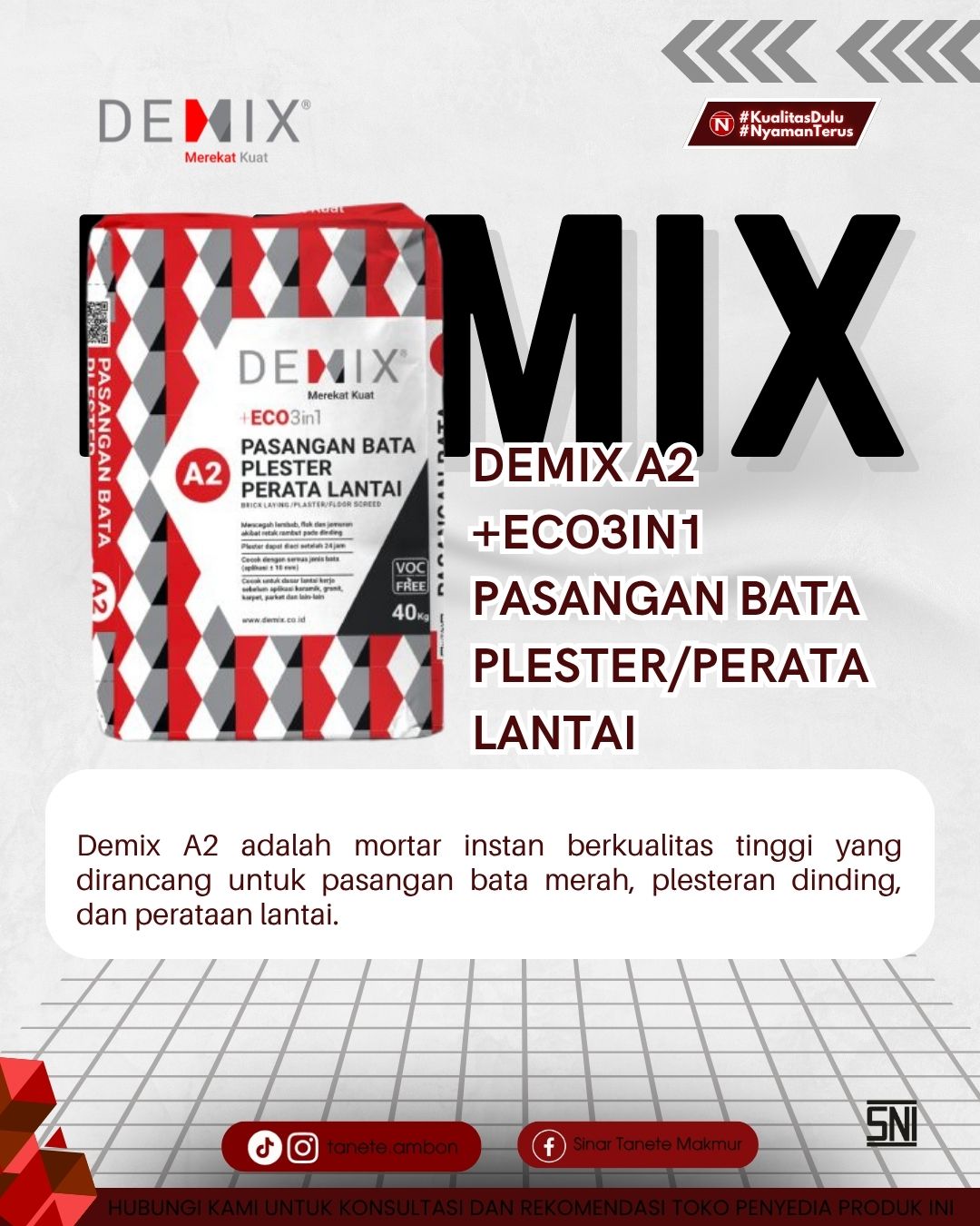 Demix Pasangan Bata / Plester / Perata Lantai A2 40kg