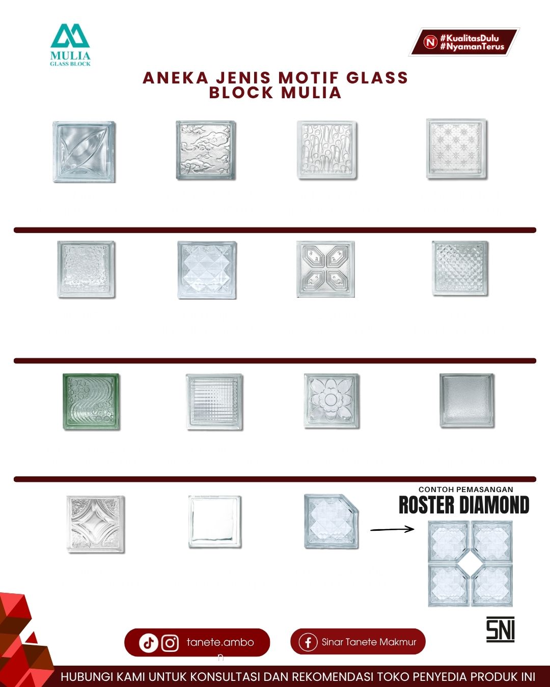 Glass Block Mulia 19 x 19 x 9.5 cm